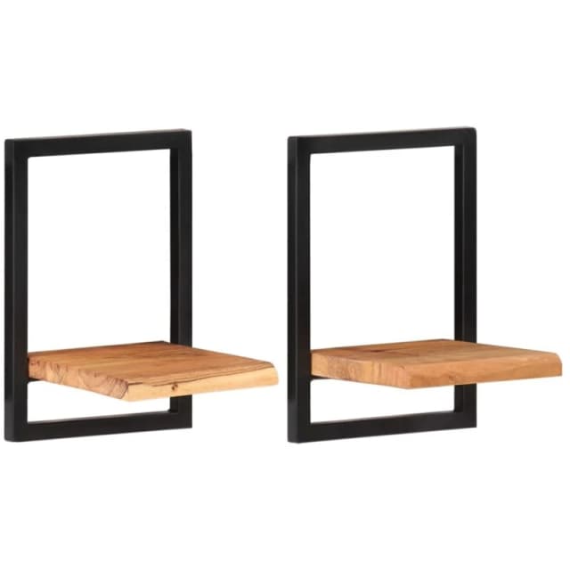 VIDAXL Vidaxl - Wall Shelves 2 pcs 25x25x35cm Solid Wood Acacia and Steel 8720286672181