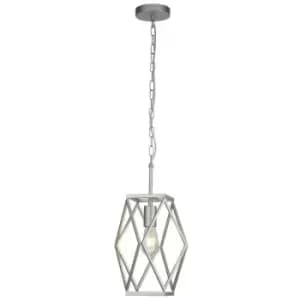 Searchlight CHASSIS - 1 Light Satin Silver Cage Ceiling Pendant Lamp