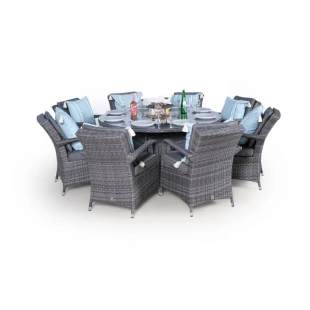 Thats Furniture Arizona Fire Pit 8 Seater Round Rattan Dining Set in Grey Grey Unisex