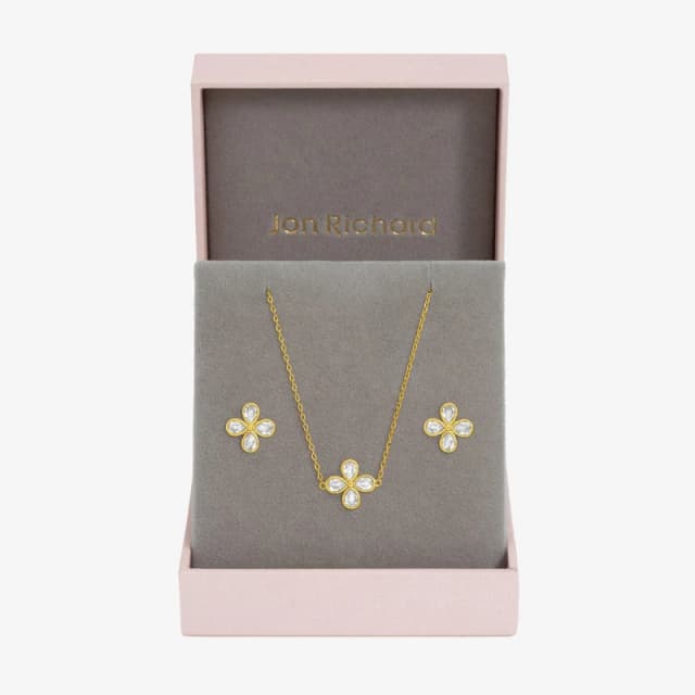 Jon Richard Gold Plated Crystal Flower Bridal Set - Gift Box Jewellery Sets One Size Gold 73790910000