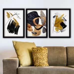 3SC155 Multicolor Decorative Framed Painting (3 Pieces)