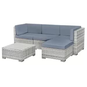 Oseasons Trinidad Rattan 4 Seat Modular Chaise Lounge Set In Dove Grey