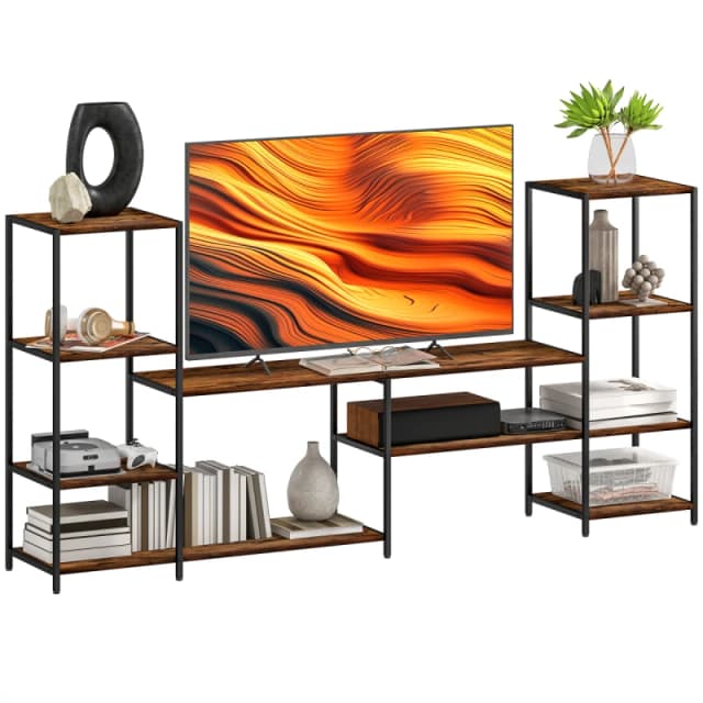HOMCOM TV Unit for TVs up to 55", Industrial TV Stand with Shelves, Brown 83B-383V01RB