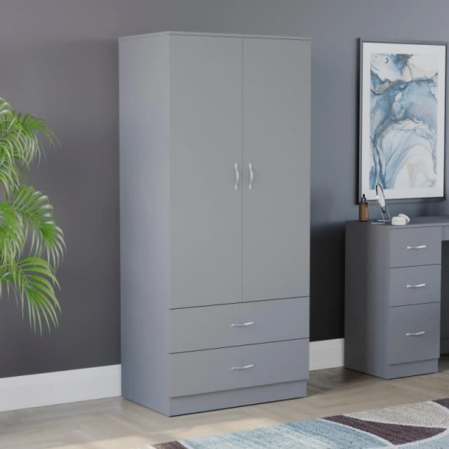 Lassic Vida Designs Riano 2 Door 2 Drawer Wardrobe Grey unisex 2+2
