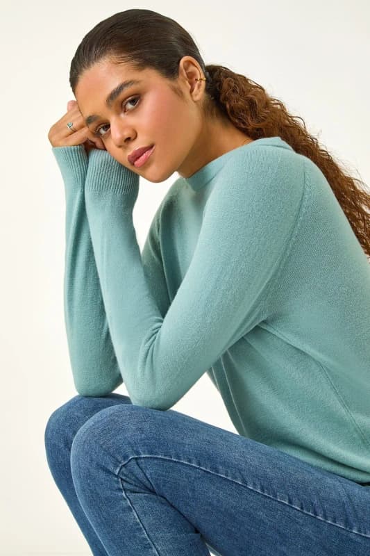 Roman Womens Plain Soft Crew Neck Jumper in Pale Blue Size: 10 Pale Blue Female 10