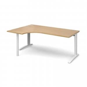 TR10 Left Hand Ergonomic Desk 1800mm - White Frame Oak Top