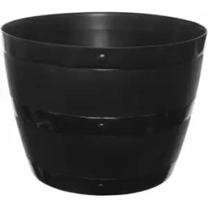 Barrel Flower Garden Planter Wooden Round Pot Pots Wood Plants Outdoor BLACK UK