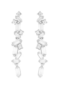 Sterling Silver 925 Cubic Zirconia Baguette Stone Drop Earrings