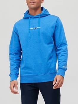 Tommy Jeans Straight Logo Overhead Hoodie - Blue Size M, Men