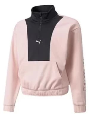 Puma Puma Girls Runtrain 1/4 Zip Sweat, Pink, Size 11-12 Years, Women