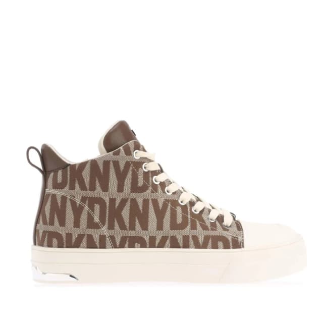 DKNY Yaser Lace Up Mid Trainers Beige female UK 3.5