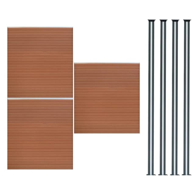 Monstershop Composite Fence Panels & LED Posts 6ft x 17ft - Brown Brown Unisex