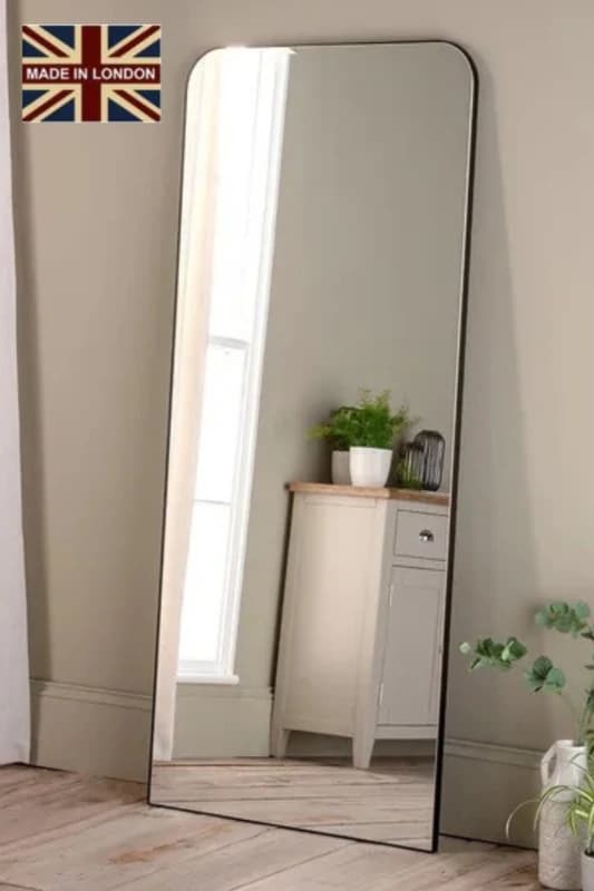 Yearn Mirrors Extra Large Black Curved corner Mirror 180x80cm Black