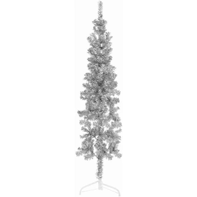 VIDAXL Vidaxl - Slim Artificial Half Christmas Tree with Stand Silver 120cm 8720287000976
