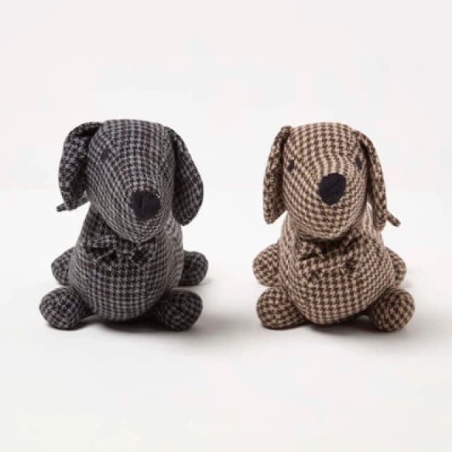 Homescapes Dog Door Stop - Set of 2 - Animal Door Stops Brown