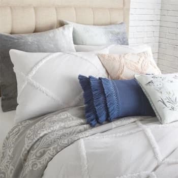 Peri Home Chenille Lattice Pillow Case Std Grey - WHITE