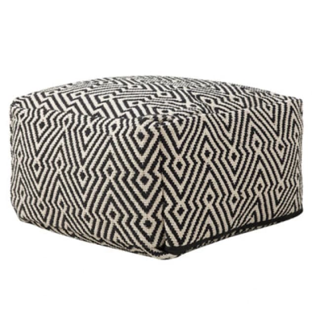 Beliani Pouffe Mukki Cotton Black/ White