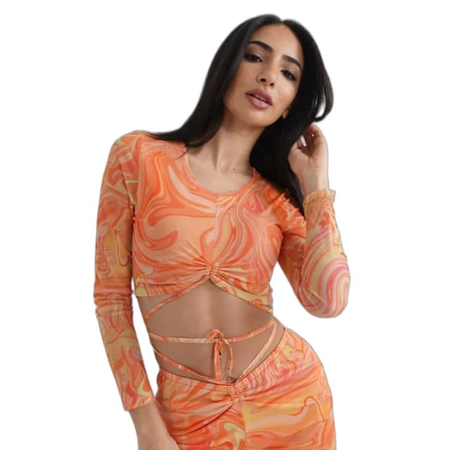 Sixth June Womens crop top T-Shirt Sixth June Ink Cordon Details Orange Female S