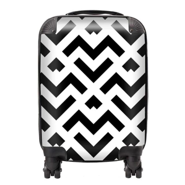 Warren Reed - Designer Black & White Abstract Pattern Suitcase Size: Large Black Unisex Large