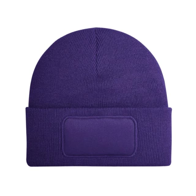 Beechfield Beechfield Men Patch Beanie in Purple Purple One Size Male 5063574497329