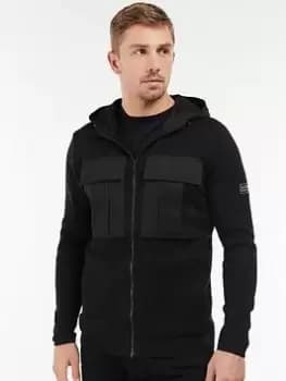 Barbour International Element Zip Through Knitted Hoodie, Black Size M Men