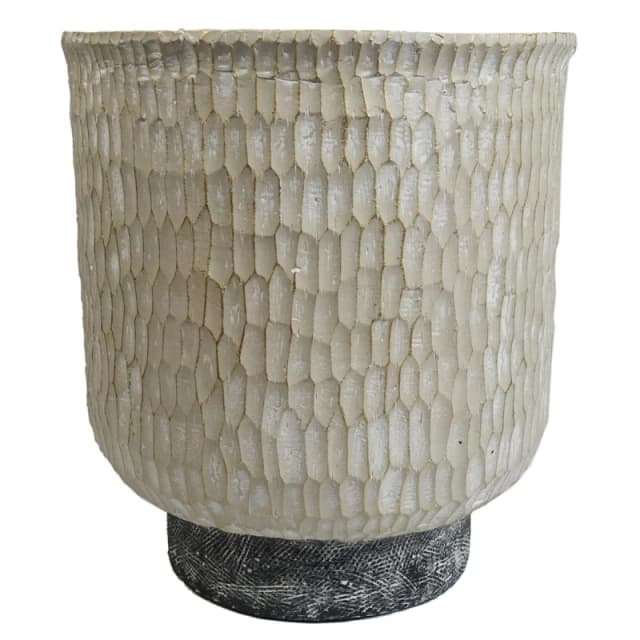 N/A 32cm x 29cm Brushed Gold Stone Effect Planter Composite Plant Pot