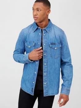 Calvin Klein Jeans Modern Western Shirt - Mid Blue