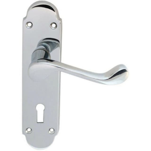 Loops PAIR Victorian Upturned Handle on Lock Backplate 170 x 42mm Polished Chrome Multi