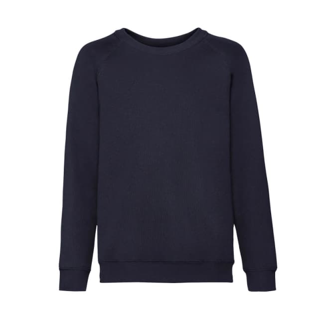 Fruit of the Loom Classic Raglan Sweatshirt in Mid Navy Size: 12-13 Years Mid Navy Unisex 12-13 Years