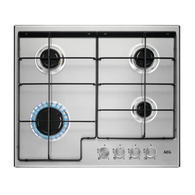 AEG HGX6400SM 60cm 4 Burner Gas Hob with Wok Burner -Stainless Steel 949641063 Stainless steel