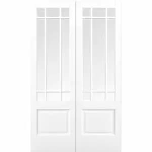 LPD (W) 42" White Downham Glazed 9L Pair Internal French Door