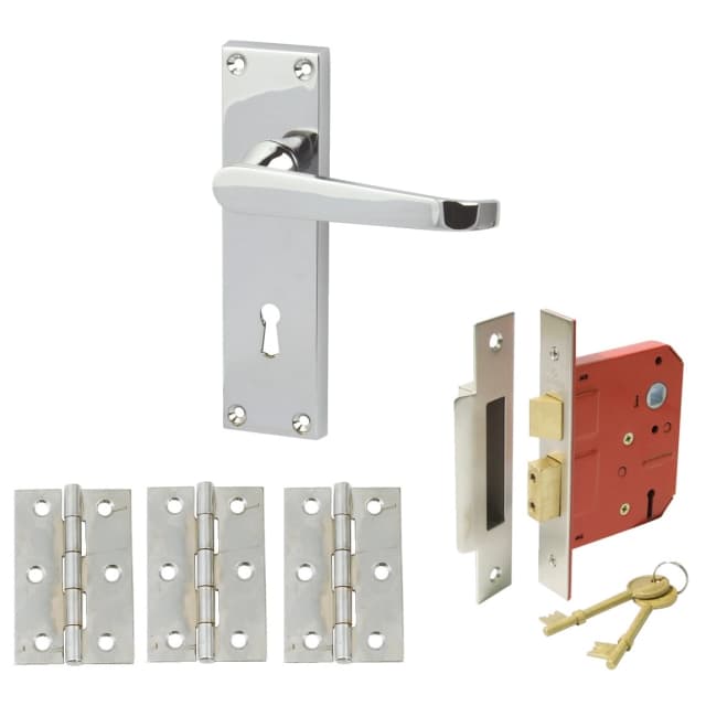 Straight Victorian Handle Set with Sash Lock and Hinges