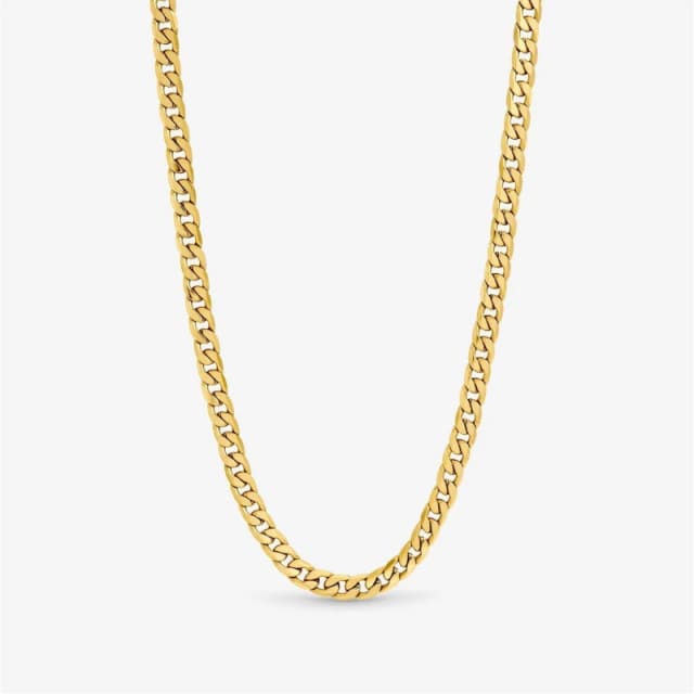 Inicio Mens Waterproof Curb Chain Necklace - Gift Pouch Gold male One Size