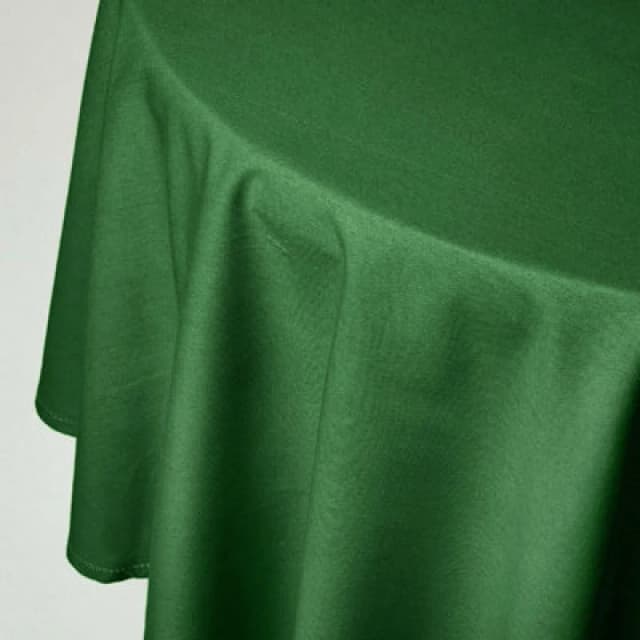 Homescapes Cotton Round Tablecloth Plain Fabric Dining Table Cloth Dark Green, 178cm Round With Hem Stitch, Hypoallergenic