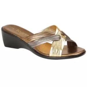 Boulevard Womens/Ladies X Over Mule Sandals (3 UK) (Bronze/Pewter/Gold)