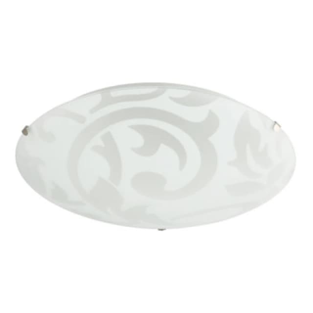 Happy Homewares Traditional Frosted White Floral Circular Glass Ip20 Flush Ceiling Light Fitting