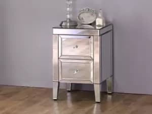 Birlea Valencia Mirrored 2 Drawer Bedside Assembled