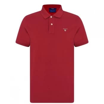 Gant Original Pique Short Sleeve Polo Shirt - Mahogny Red 617
