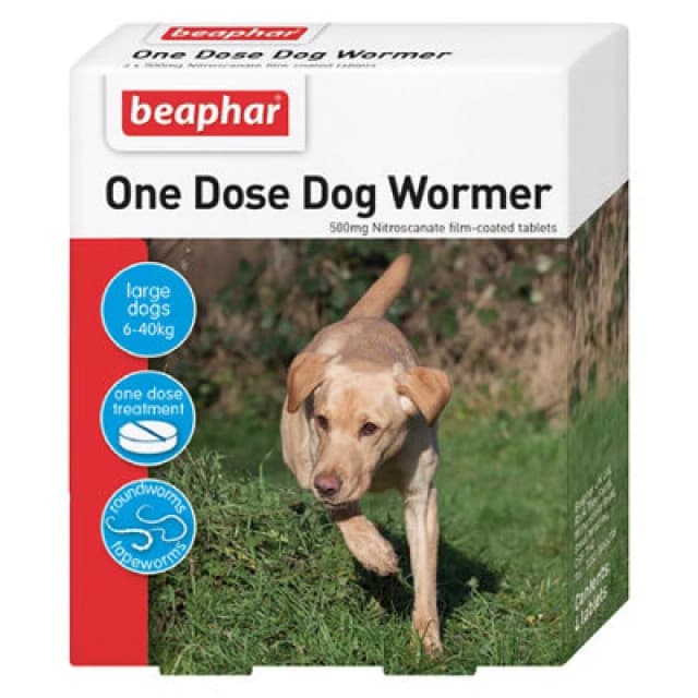 beaphar One Dose Worming Tablets for Large Dogs (6-40kg) White unisex