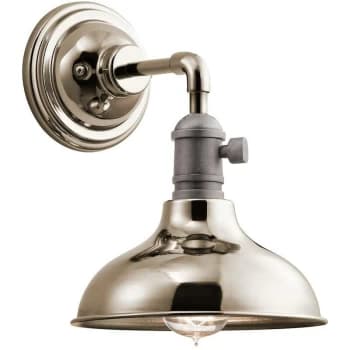 Cobson - 1 Light Indoor Wall Light Polished Nickel, E27 - Elstead
