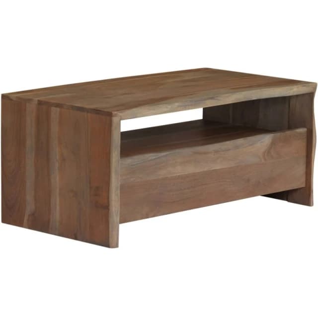 vidaXL Solid Acacia Wood Coffee Table Live Edges 90x50x40cm Grey Furniture