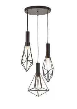 Kristoff Ceiling Cluster Pendant Cluster Cage 3 Light E27 Black