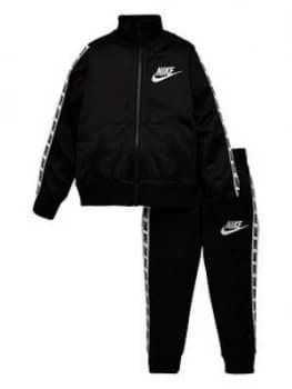 Nike Sportswear Younger Boys Block Taped Tricot Tracksuit - Black, Size 6-7 Years