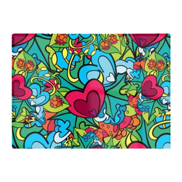 Warren Reed Designer Hippie Psychedelic Pattern Glass Chopping Board