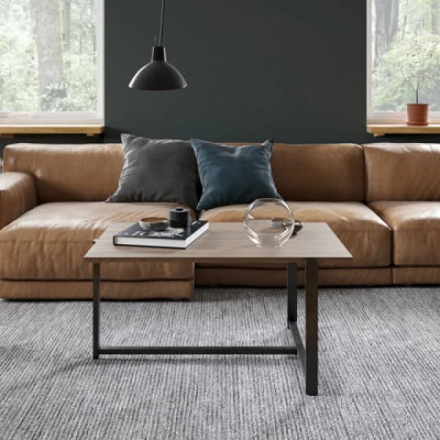 Decorotika Merideths Marble Effect Metal Coffee Table for Living Room and Office Light Brown