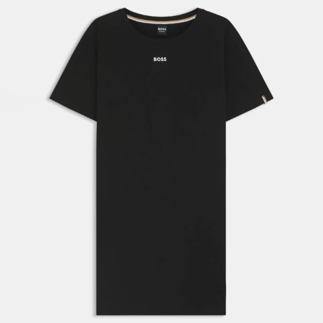 Boss Stretch Cotton Nightdress with Logo Details Black female L