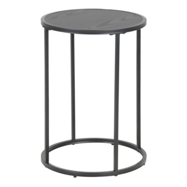 Furniture To Go Seaford Black Metal Small Round Side Table With Black Top