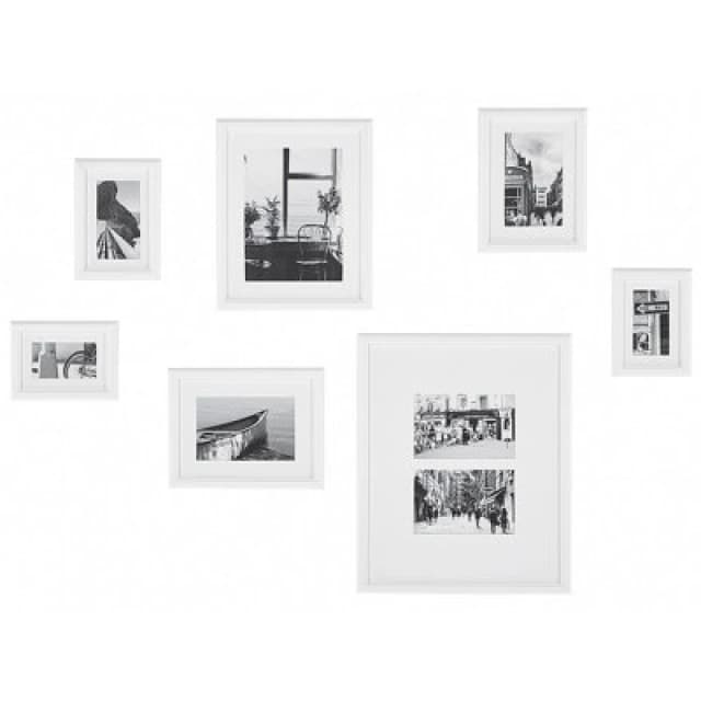 Beliani Set Of 7 Photo Frames Zinare Urban Motif White