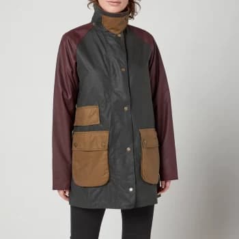 Barbour Womens Luss Wax Jacket - Sage/Bordeaux/Sand - UK 10