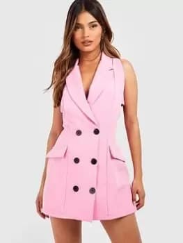 Boohoo Contrast Button Tailored Blazer Dress - Candy Pink, Size 10, Women